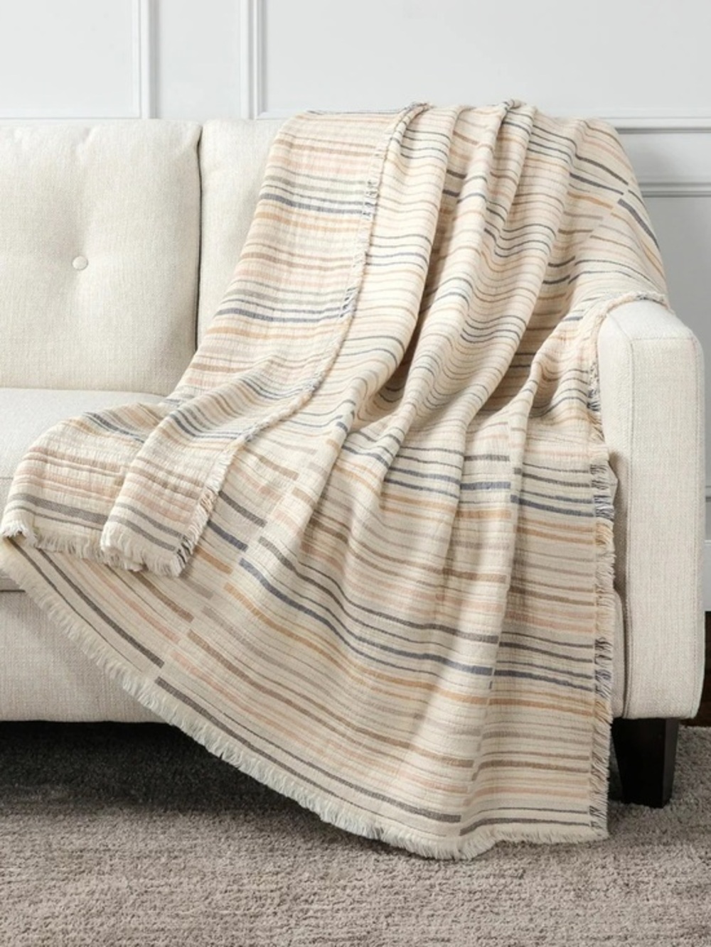 NWT Made in Portugal - Life Comfort Reversible 100% Cotton Gauze Neutral Throw​